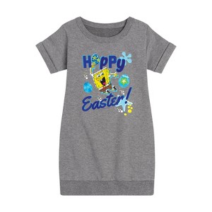 - SpongeBob SquarePants - Hoppy Easter Graphic Short Sleeve Fleece Dress - 1 of 4