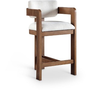 Meridian Furniture,Sacha Linen Textured Fabric Stool - 1 of 4