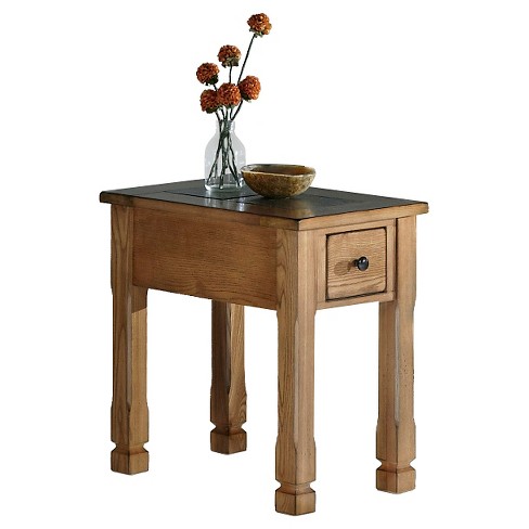 Rustic Ridge End Table Chairside Light Oak Veneer Elm Progressive Furniture