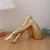 Itopfox Gold Resin Legs Sculpture 1 Piece Elegant Bowed Leg Statue 8.46 x 4.13 x 2.76 in Modern Home Decor Accent for Table Shelf Office - 2 of 4
