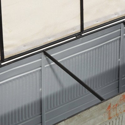 Gray Galvanized Metal Storage Bench with Beige Upholstered Seat
