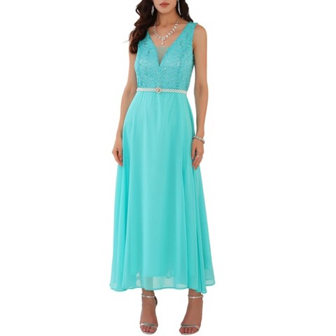 Женские платья INSPIRE CHIC Women's Lace V Neck Sleeveless Cocktail Wedding Guest Gown Dress Light Green Large