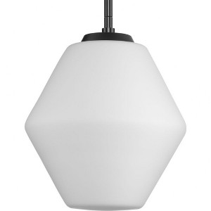 Progress Lighting Copeland 1-Light Pendant, Matte Black, Opal Glass Shade - 1 of 1