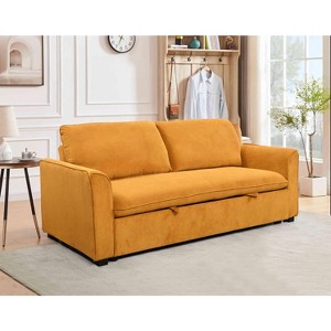 VYNXARIA 78 Inch 3 in 1 Convertible Sleeper Sofa Bed, Modern Fabric Loveseat Futon Sofa Couch with Pullout Bed,Yellow - 1 of 4