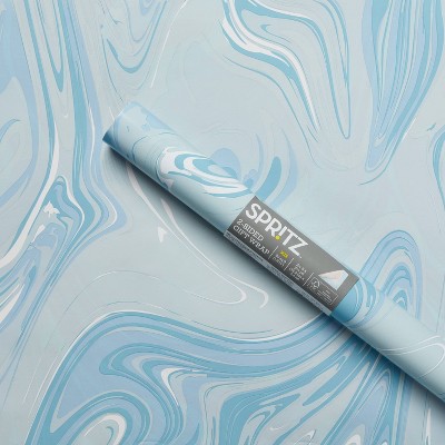 Dual Sided Roll Wrap Marble Pattern Blue and Peach - Spritz™