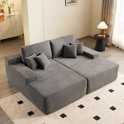 XIZZI 2 Pieces Lounge Chair, 81" Upholstered Boneless Cloud Stupendous Oversized Double Chaise Lounges Couch Indoor, Luxury Sofa Bed Deep Seat