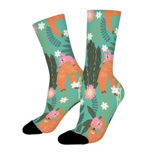 Happy Sloth Mothers Baby Women Printed Crew Socks Funny Funky Socks Soft Polyester Novelty Gifts for Artists Men - 1 of 1