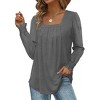 Zeagoo Long Sleeve Shirts for Women Square Neck Pleated Tunic Tops Loose Fit Fashion Blouses - 2 of 4