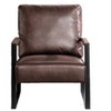 Grungis Leather/Microfiber/Velvet Accent Chair - Reinforced Metal Frame, Thick Padded Cushion, Square Armrests,Arm Chair for Bedroom,Reading Room - 3 of 4