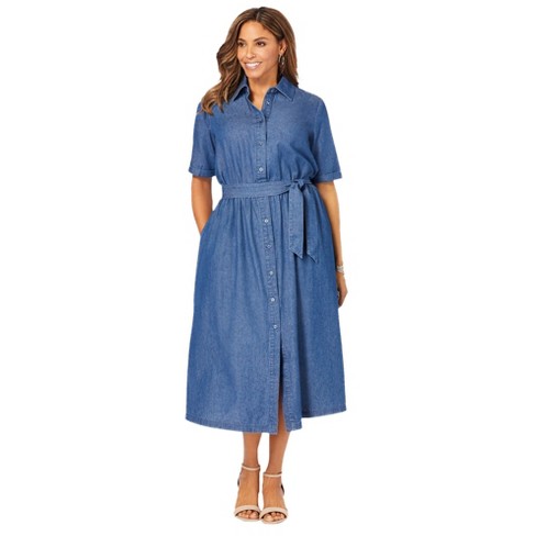 Jessica London Women's Plus Size Soft Denim Shirtdress : Target