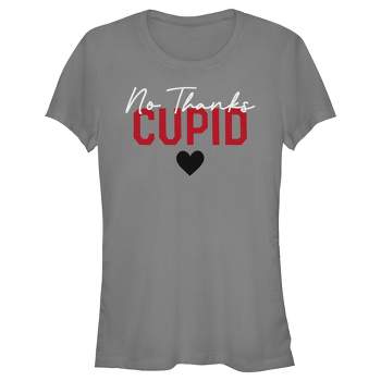 Junior's Lost Gods No Thanks Cupid Heart T-Shirt - Charcoal Junior's Lost Gods No Thanks Cupid Heart T-Shirt - Charcoal