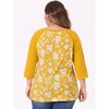 Agnes Orinda Women's Plus Size Round Neck 3/4 Raglan Sleeves Floral Printed Dressy Casual Peasant Tops - 4 of 4