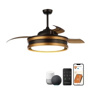 Parrot Uncle 52" Modern Black LED Fandeliers Smart Ceiling Fan, Works with Google Home/Alexa/Tuya - 1 of 4