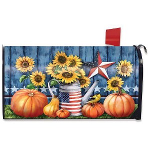 Briarwood Lane American Autumn Primitive Magnetic Mailbox Cover Fall Patriotic Floral Standard - 1 of 3