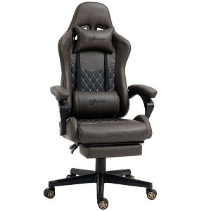 Kumasinova 300lbs Swivel Gaming Chair with Adjustable Height,Lumbar&Head Pillow,Ergonomics Office Chairs Recliner Video Game Chaise for Office, Brown - 1 of 4