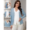 INSPIRE CHIC Women's Maternity Button Down Shirts Pregnancy Clothes Long Sleeve V Neck Faux 2-Pcs Nursing Tops - 3 of 4