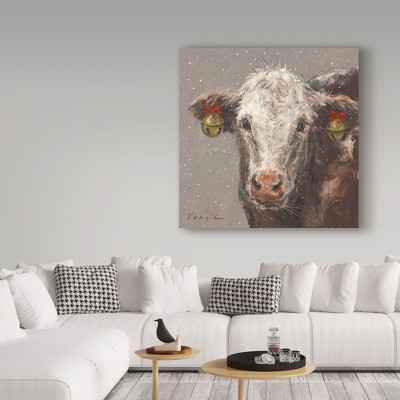 Patty The Brown Christmas Cow Canvas Art 24x24