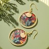 Boho Earrings, Gold Hoop Flower Earrings, Dangle Round Disc Earrings for Women, Handmade Bohemian Trendy Boho Floral Jewelry Gift - 3 of 4