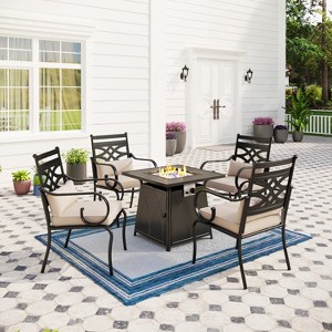 Captiva Designs 5pc Outdoor Patio Dining Set with Square Steel Table & Metal Armrest Chairs - 1 of 4