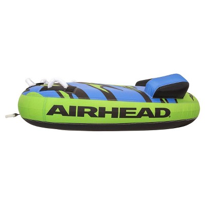 Blue and Green Inflatable Single Person Towable Water Tube