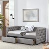 Twin Size Upholstered Daybed with Two Storage Drawers,Tufted Sofa Bed w/Button on Back for Bedroom Guest Room, No Box Spring Needed - 3 of 4