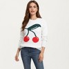 Anna-Kaci Women's Cherry Graphic Fuzzy Knit Sweater with Textured Soft Feel Ribbed Crew Neckline and Relaxed Long Sleeve Fit - 2 of 4