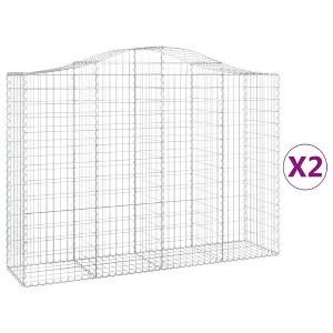 vidaXL Arched Gabion Baskets Set of 2, 78.7"x19.7"x55.1"/63" Size, Galvanized Iron Material, Silver Color, Stable Construction, Easy Assembly - 1 of 4
