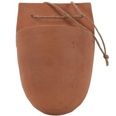 Terracotta Hanging Wall Storage Pocket with Jute Hanger - Foreside Home & Garden