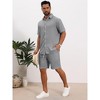 INSPIRE CHIC Men's Striped Textured Sets Short Sleeve Shirt & Shorts Outfits - 2 of 4