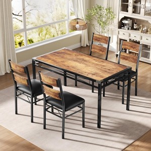 Dining Table Set, Dining Room Table Set with Corner Protector, Wood Kitchen Table and Chairs Set with Upholstered Chairs for Kitchen Room, Apartment - 1 of 4
