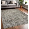 Gray Dark Gray And Dark Pink Oriental Hand Woven Area Rug With Fringe - 2 of 4