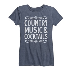 Women's - Country Casuals - Country Music And Cocktails Short Sleeve Graphic T-Shirt - 1 of 4