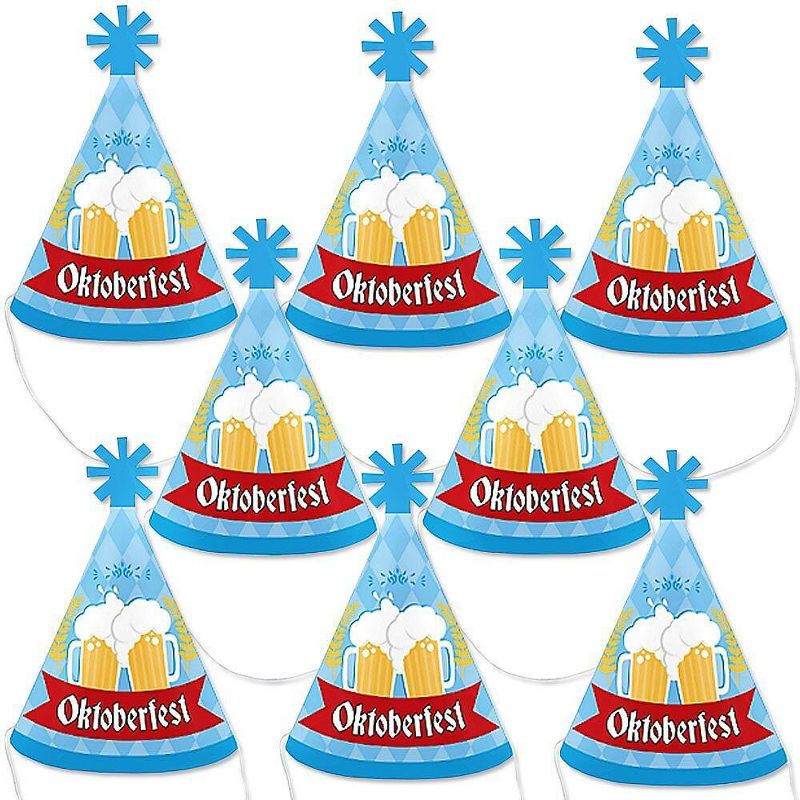 Big Dot of Happiness Oktoberfest - Mini Cone Beer Festival Hats - Small Little Party Hats - Set of 8, 1 of 9