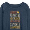 Women's - Instant Message - Fall Bucket List Leaves, Pumpkins, Hot Cider Lightweight French Terry Wide Neck Long Sleeve Graphic Shirt - 2 of 4