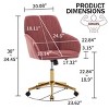 Velvet Upholstered Office Chair Adjustable Swivel Ergonomic Design with Armrests for Home Office or Vanity-3irtyhousy - 4 of 4