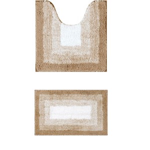 Unique Bargains Non-Slip Absorbent Soft Plush Shaggy Bath Mats 2 Pcs - 1 of 4