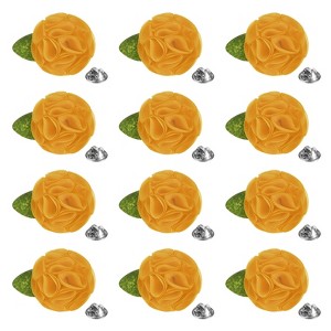 Unique Bargains Handmade Flower Brooch Boutonnieres Lapel Pin with Butterfly Buckle for Men Suits 12 Pcs - 1 of 4