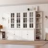 VYNXARIA 2¡Á75.25" Tall Display Cabinets & 2 Triangle Bookshelves,105.5" Wide Retro Wall Unit with Glass Doors for Living Room, Office,White - 4 of 4