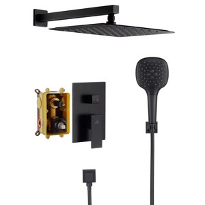 CASAINC 3-Spray Patterns with 10 Inches Wall Mount Dual Shower Heads with Hand Shower Faucet (Valve Included) - 1 of 4