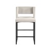Meridian Furniture,Caleb Cream Velvet Counter Stool, Set of 2 - 4 of 4
