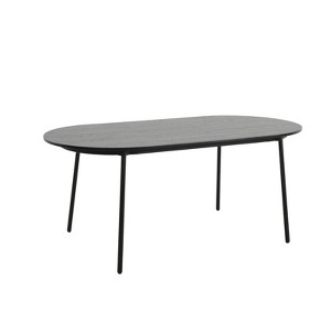 LeisureMod Tule Modern 71" Oval Dining Table with MDF Top and Black Steel Legs - 1 of 4
