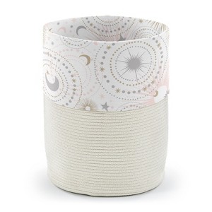 Sweet Jojo Designs Woven Cotton Rope Laundry Hamper Decorative Storage Basket Celestial Pink Gold and Grey - 1 of 3