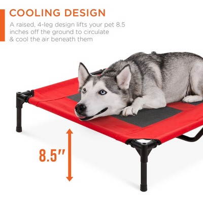 Red Elevated Outdoor Pet Bed with Removable Canopy