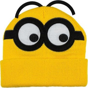 Depsciable Me Minions Cuff 3D Beanie, Jacquad Knit with Embroidered Appliques, Yellow - 1 of 1