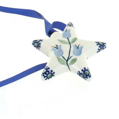 Blue Rose Polish Pottery Tulip Star Ornament