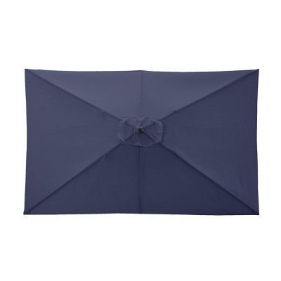 Navy Blue Rectangular Steel Patio Umbrella with Crank and Tilt