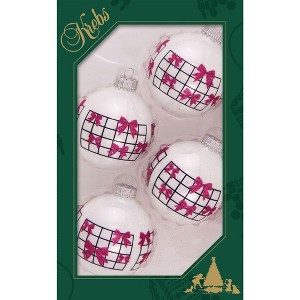 Glass Christmas Tree Ornaments - 67mm/2.63" [4 Pieces] Decorated Balls from Christmas by Krebs Seamless Hanging Holiday Decor - 1 of 4