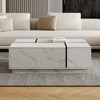 CAVINAS Modern Rectangular Storage Coffee Table with Sliding Top & Hidden Drawers,Center Table for Living Room,Apartment,White - 2 of 4
