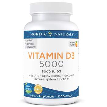 Nordic Naturals Vitamin D3 5000 - Potent Vitamin D3, Bone Health, Orange 120 Ct