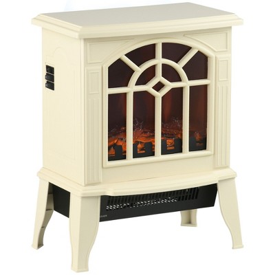 NicBex 18 Inch Freestanding Electric Fireplace Fireplace Stove with 3D Realistic LED Flames & Logs,Small Heater 1500W,Overheating Protection,White